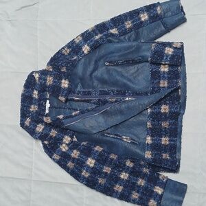 GUC Violetruby Blue and Tan Women's Moto Jacket Size Medium